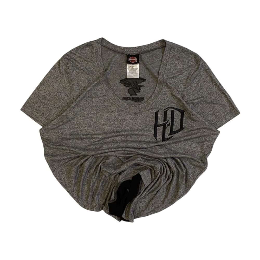 Harley Davidson Women's Embroidered HD Short Sleeve T Shirt Grey L